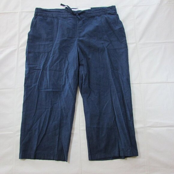 Liz Claiborne Women's XXL Elastic Drawstring Waist Wide Leg Capri Pants Indigo - Picture 3 of 7